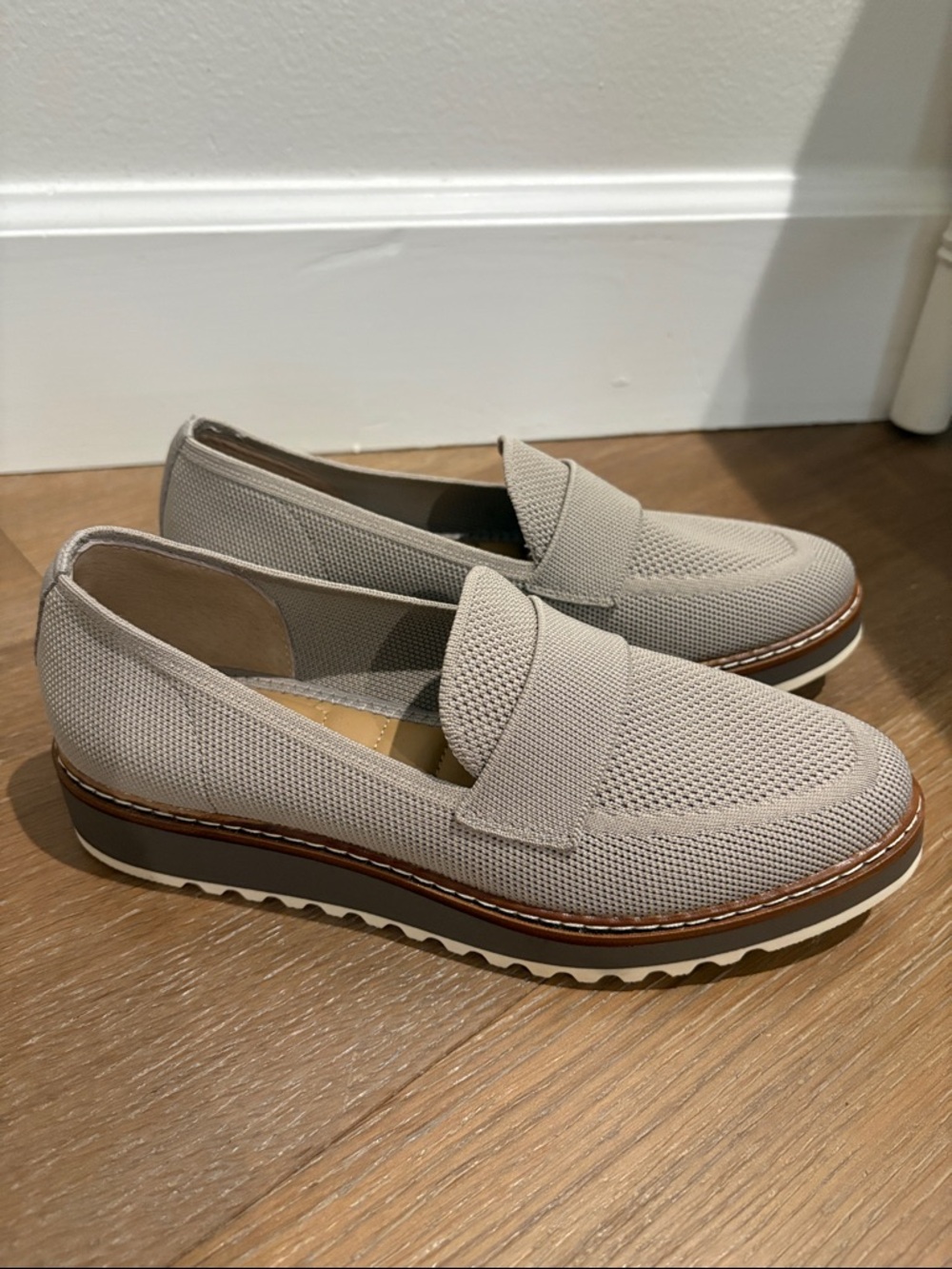 Me Too Women’s Casual Knit Penny Loafers in Light grey